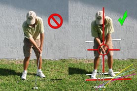 incorrect and correct pitch stance